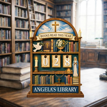 Personalized Catholic Books Read This Year Sign, Christian Library Decor