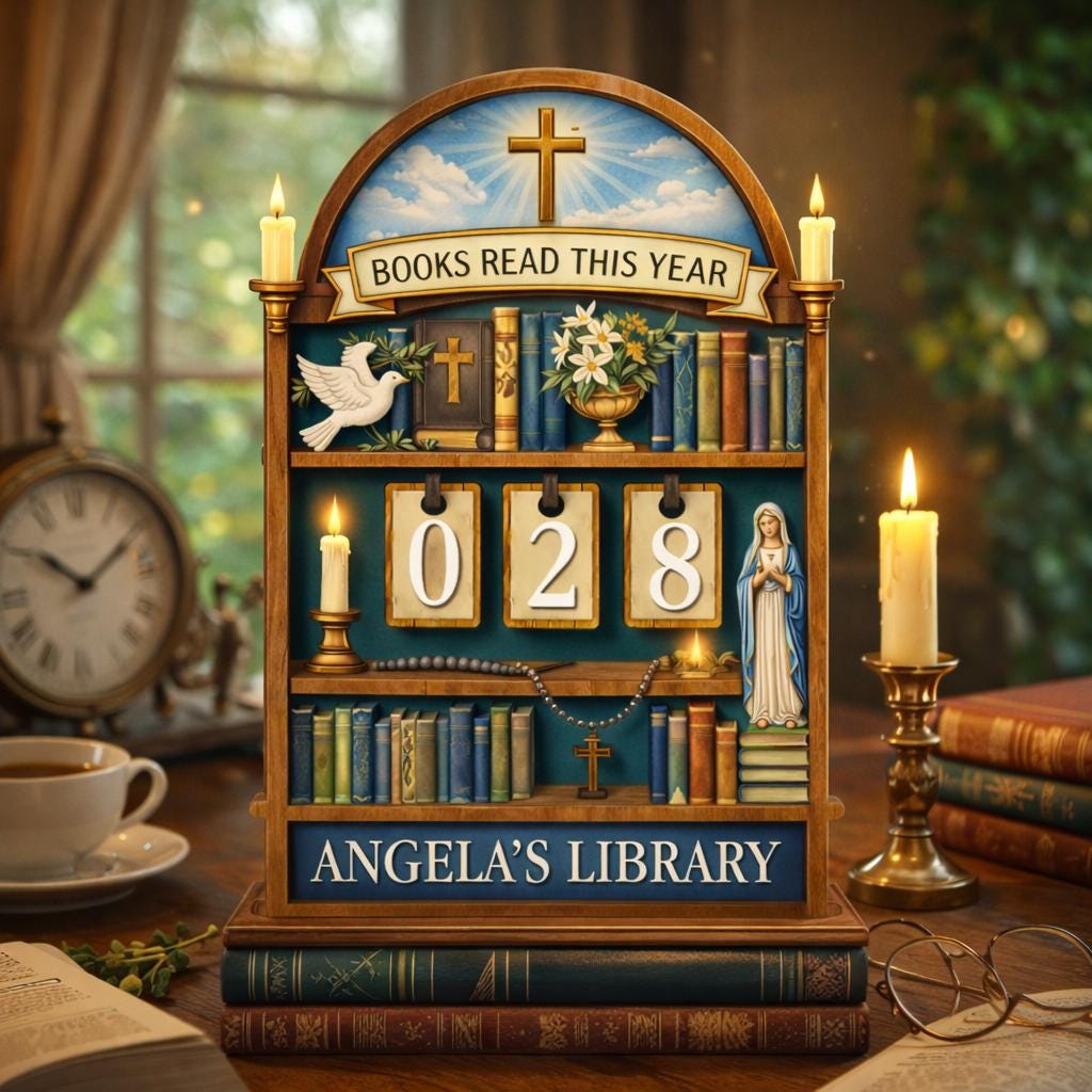 Personalized Catholic Books Read This Year Sign, Christian Library Decor