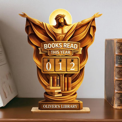 Personalized Christian Book Tracker, Catholic Library Decor, Religious Gift