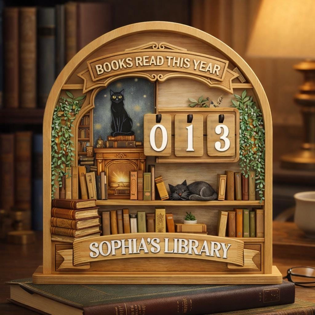 Personalized Cat Book Tracker – Custom Library Reading Log, Book Lover Gift