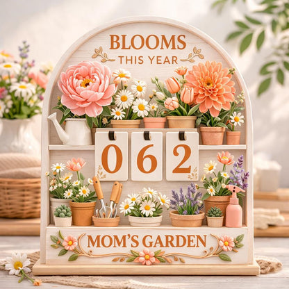 Layered Wood Garden Bloom Tracker Sign, Mom's Garden Decor, Flower Gardener Gift