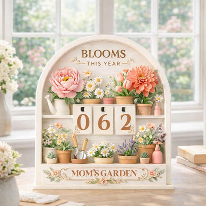 Layered Wood Garden Bloom Tracker Sign, Mom's Garden Decor, Flower Gardener Gift