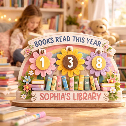 Kids Books Read Tracker, Wooden Library Name Sign, Reading Counter Chart