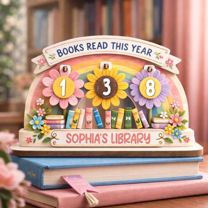 Kids Books Read Tracker, Wooden Library Name Sign, Reading Counter Chart