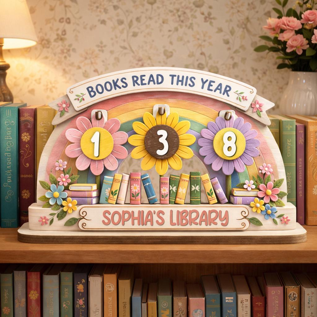 Kids Books Read Tracker, Wooden Library Name Sign, Reading Counter Chart