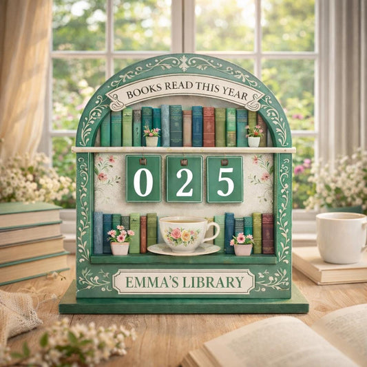 Personalized Reading Tracker Bookshelf, Books Read This Year Sign, Custom Book Counter, Book Lover Gift, Reader Decor
