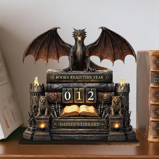 Dragon Book Tracker, Fantasy Books Read This Year, Personalized Reading Tracker, Dragon Library Decor, Gift for Book Lover