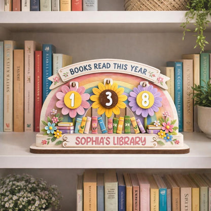 Kids Books Read Tracker, Wooden Library Name Sign, Reading Counter Chart