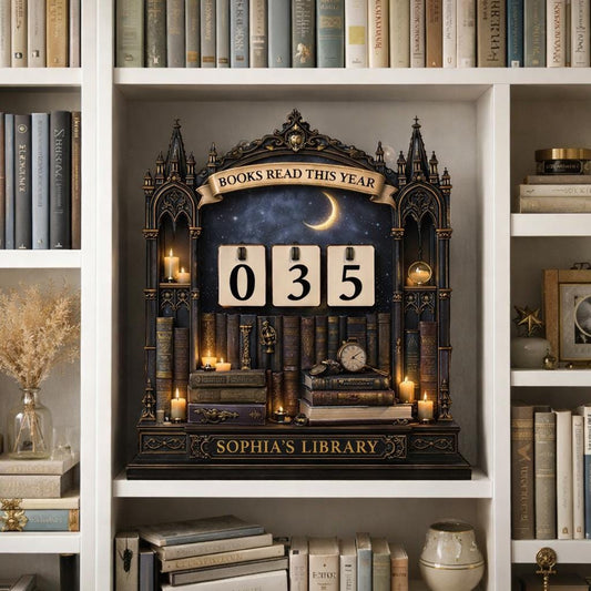 Dark Academia Reading Tracker, Books Read This Year Counter, Gothic Library Decor, Personalized Book Lover Gift, Fantasy Shelf Decor