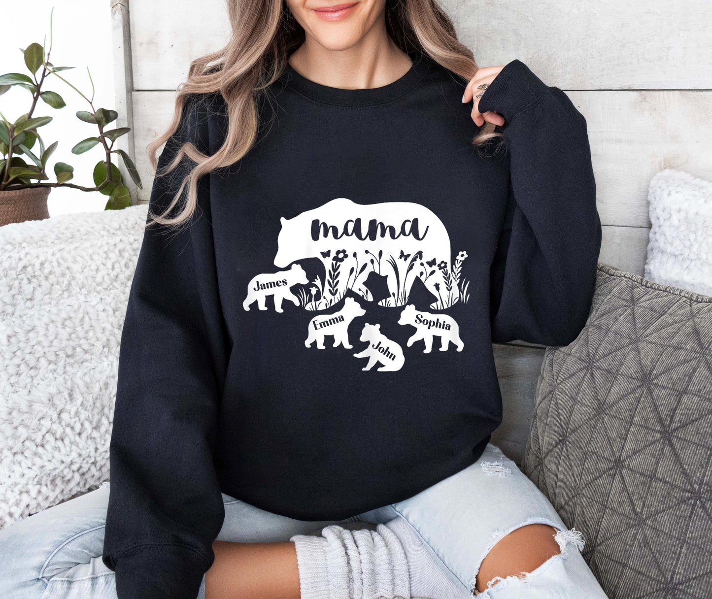 Mama Bear With Name Sweatshirt , Mom Shirt, Gift for Mother's Day