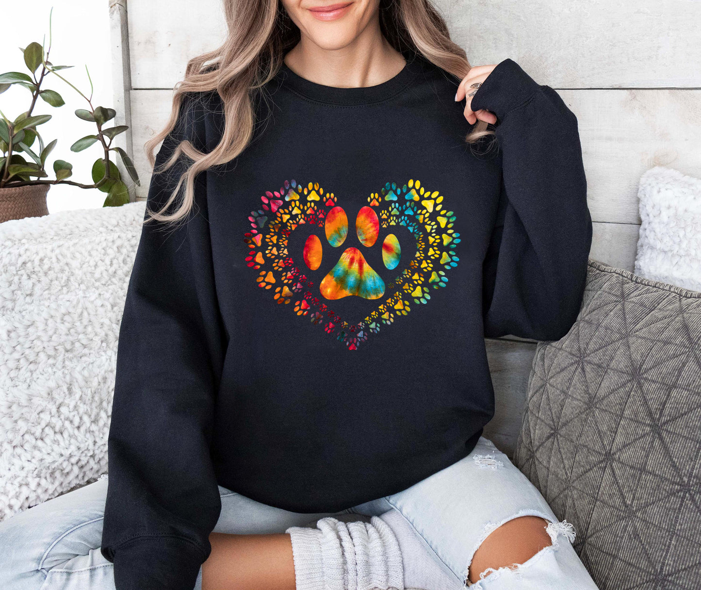 Tie Dye Love Dog Sweatshirt, Cute Dog T-Shirt