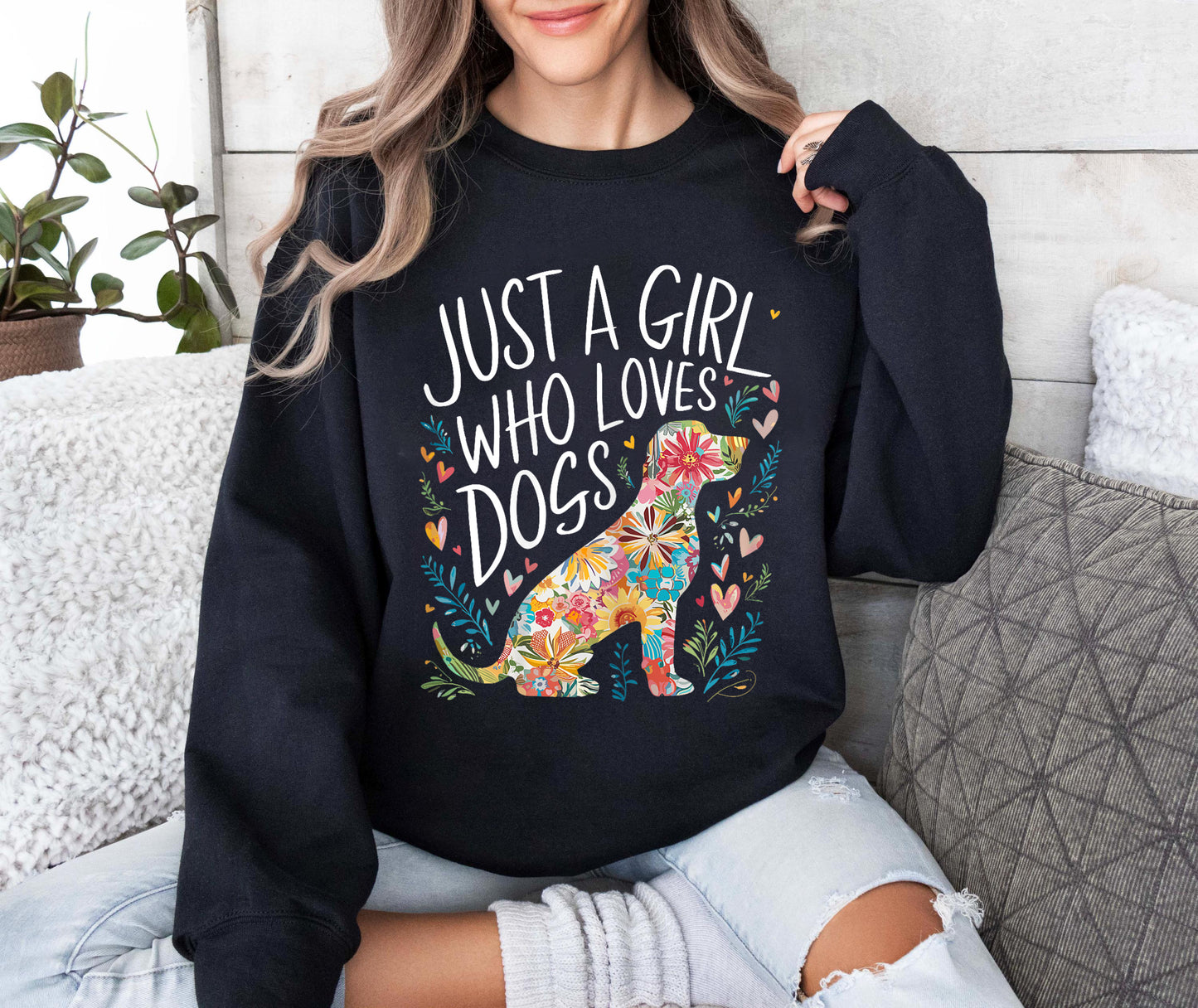 Just A Girls Who Loves Dogs Sweatshirt, Gift for Dog Lover