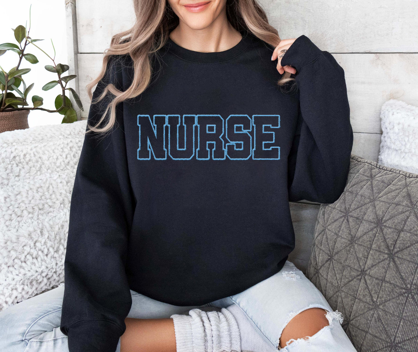 Embroidered NURSE Sweatshirt | Nurse Pullover Sweatshirt | Gift for Grad | New Nurse Gift | Nurse Crewneck Sweatshirt