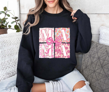 Mama Flower Sweatshirt, Mothers Day gift, Gift for Mom, Mama bow shirt