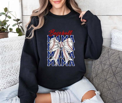 Baseball Mama Bow Sweatshirt, Game Day Baseball Mom,  Mother T-Shirt