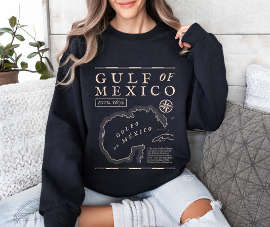 Gulf of Mexico 1672 Historic Map Sweatshirt