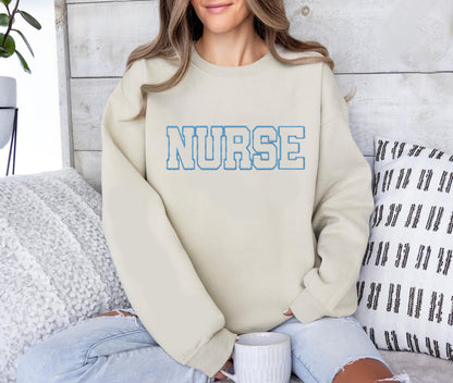 Embroidered NURSE Sweatshirt | Nurse Pullover Sweatshirt | Gift for Grad | New Nurse Gift | Nurse Crewneck Sweatshirt