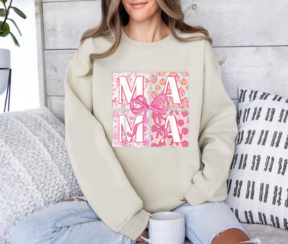 Mama Flower Sweatshirt, Mothers Day gift, Gift for Mom, Mama bow shirt