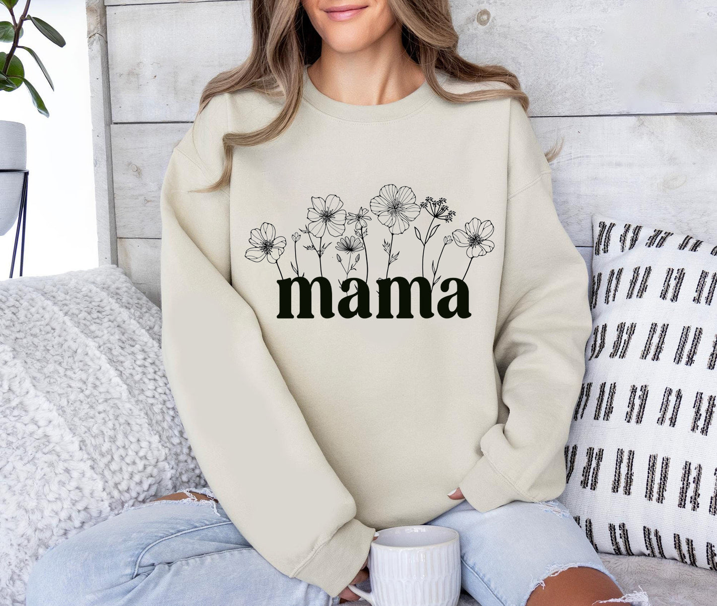 Floral Mama Coquette Bow Sweatshirt, Mama Flower Shirt, Mama Shirt