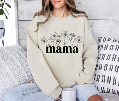 Floral Mama Coquette Bow Sweatshirt, Mama Flower Shirt, Mama Shirt