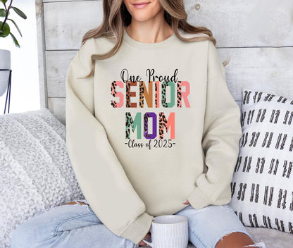 One Proud Senior Mom Class of 2025 Leopard Sweatshirt, T-Shirt