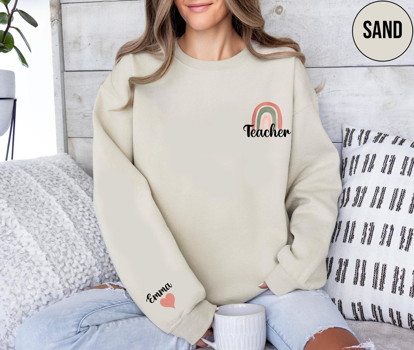 Teacher Sweatshirt Womens Funny Rainbow Teach Shirt