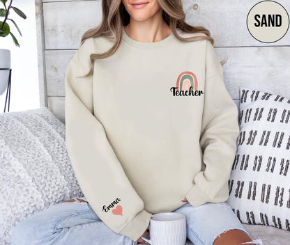 Teacher Sweatshirt Womens Funny Rainbow Teach Shirt