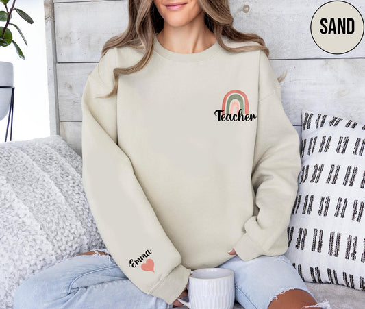 Teacher Sweatshirt Womens Funny Rainbow Teach Shirt