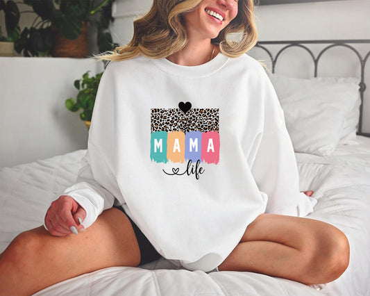 Mama Life Sweatshirt, Mama shirt, Leopard Mama shirt, Colorful Mama Shirt, Mother's Day gift