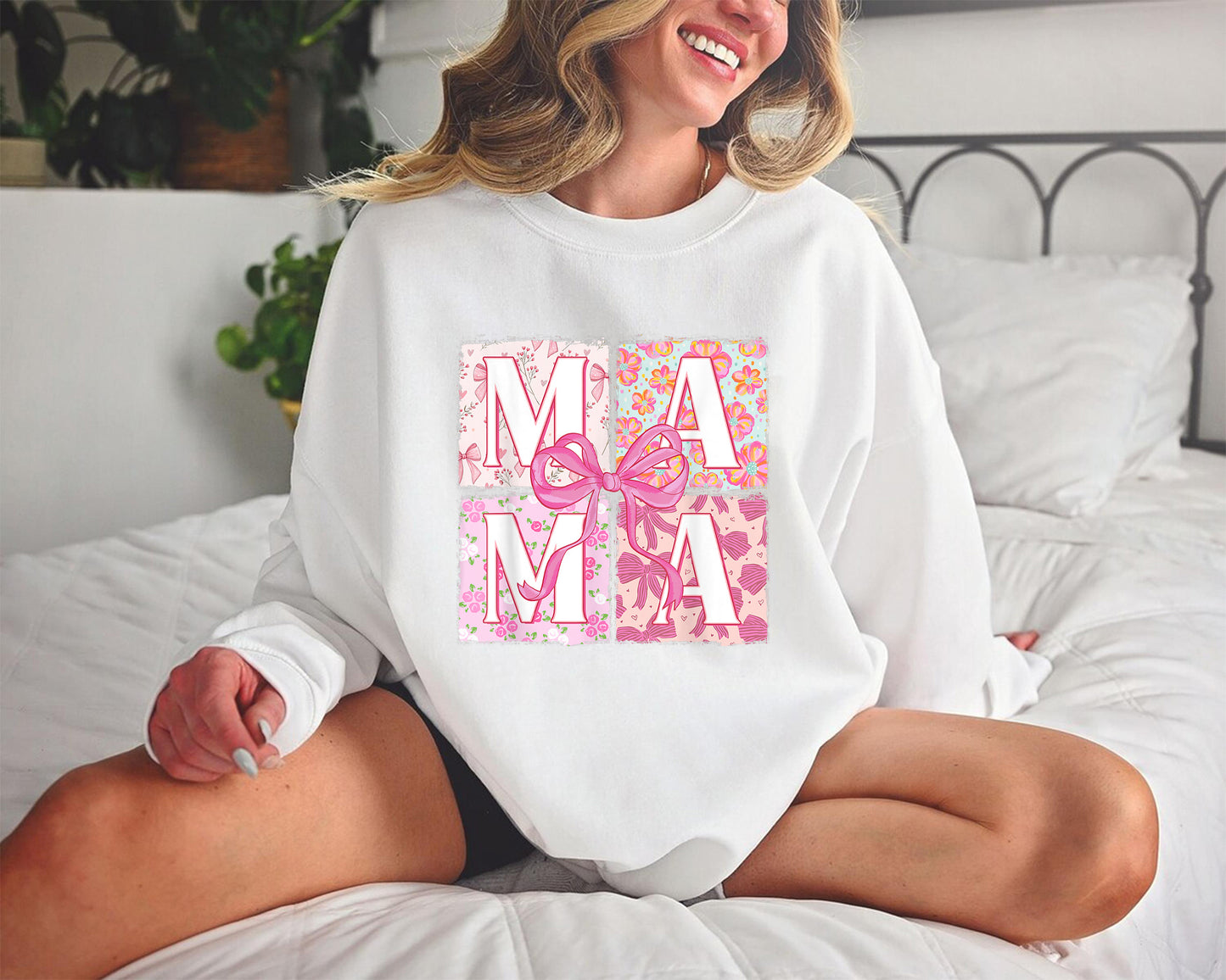 Mama Flower Sweatshirt, Mothers Day gift, Gift for Mom, Mama bow shirt