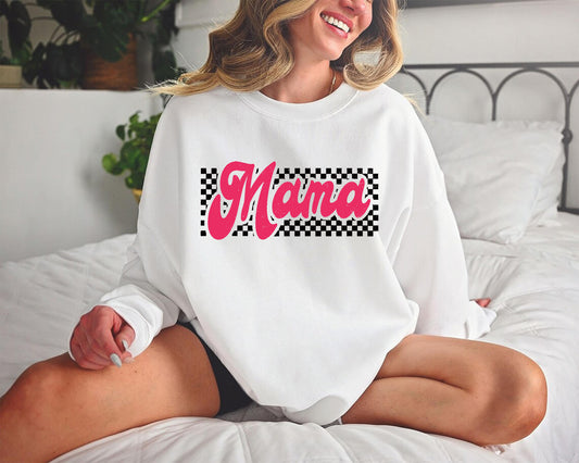 Checkered Mama Shirt Mothers Day Pink Checker Print Sweatshirt