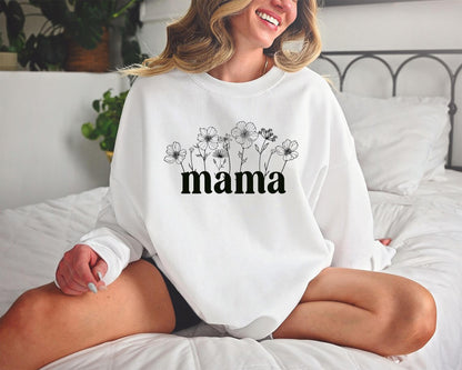 Floral Mama Coquette Bow Sweatshirt, Mama Flower Shirt, Mama Shirt