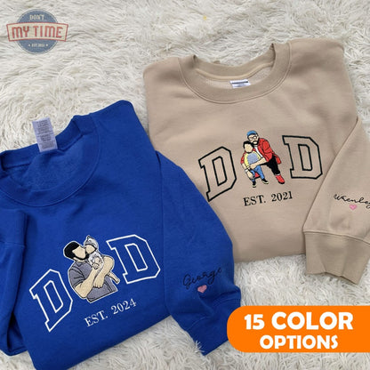 Custom Embroidered Hoodie Mama and DadPortrait, Mama Sweatshirt with Photo, Varsity Shirt, Dad Mom Custom Portrait Sweaters, Dad Mom Gift