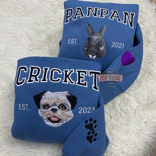 Custom Pet Embroidered Sweatshirt,Embroidered Pet Face&Name Sweatshirts,Custom Dog Portrait,pet hoodie,Perdog sweatshirt,Mummy Dog's Gift