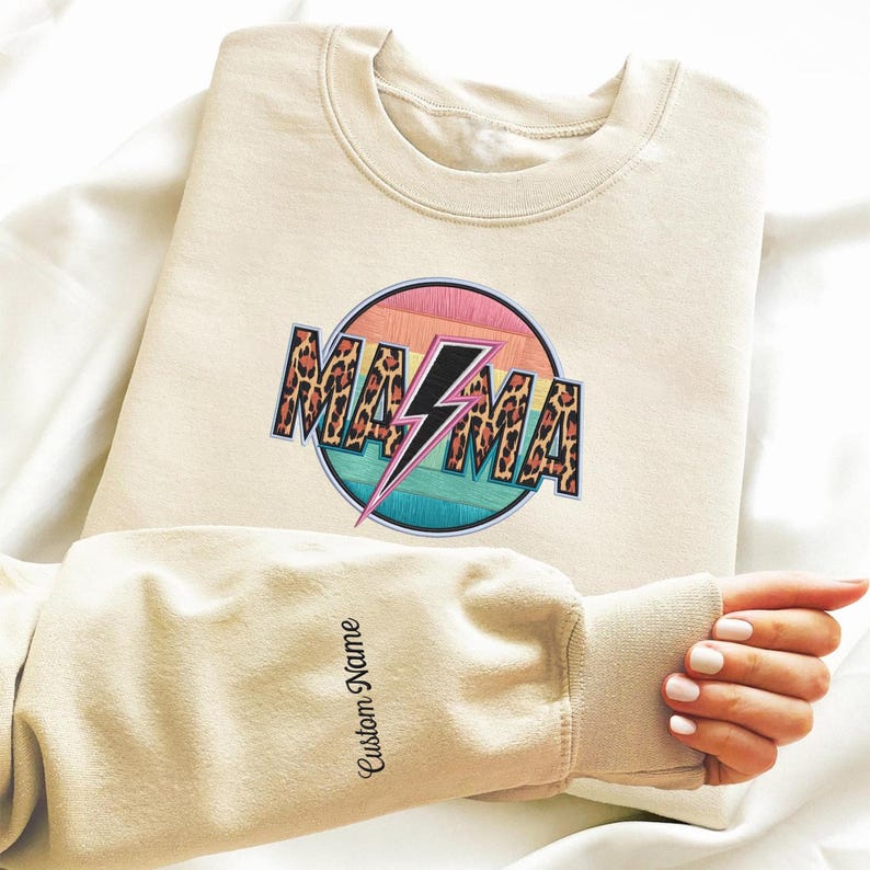 Custom Mama Embroidered Sweatshirt With Kids Names On Sleeve, Personalized Mom Embroidery Hoodie, Birthday Mommy Outfits, Mother day