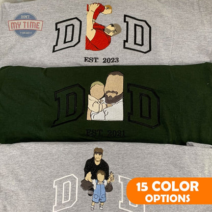 Custom Embroidered Hoodie Mama and DadPortrait, Mama Sweatshirt with Photo, Varsity Shirt, Dad Mom Custom Portrait Sweaters, Dad Mom Gift