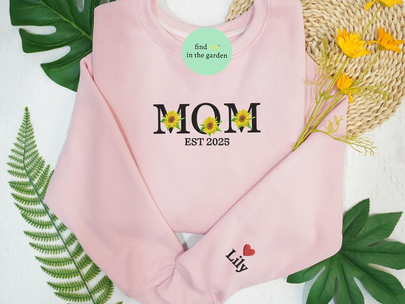 Personalised Embroidered Overlapping Mum Hoodie, Custom Embroidered Hoodie, Personalised Hoodie Mom Gift, Mum Overlapping Sweatshirt Hoodie