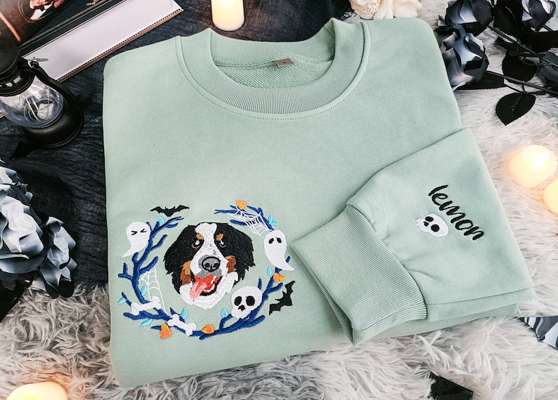 Geansaí Bróidnithe Tosaigh Neodrach, Léine Monagramáilte Íosta, Bronntanas Bróidnéireachta Cochaill Phearsantaithe Crewneck Ró-Mhórmhéide do Mhná 