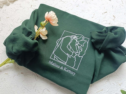 Geansaí Bróidnithe Tosaigh Neodrach, Léine Monagramáilte Íosta, Bronntanas Bróidnéireachta Cochaill Phearsantaithe Crewneck Ró-Mhórmhéide do Mhná 