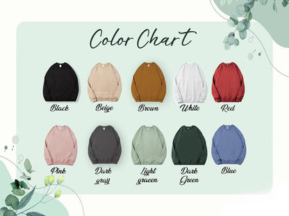 Geansaí Bróidnithe Tosaigh Neodrach, Léine Monagramáilte Íosta, Bronntanas Bróidnéireachta Cochaill Phearsantaithe Crewneck Ró-Mhórmhéide do Mhná 