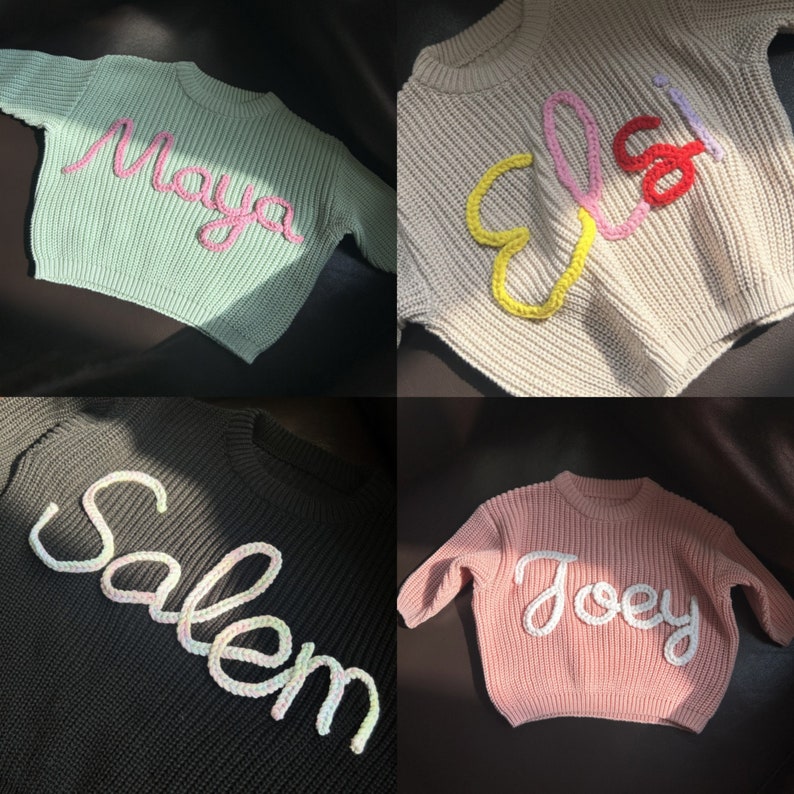 Custome Baby Name Sweater, Pink Baby Girls Sweater With Name, Personalized Hand Embroidered Name Baby Sweater, Best Birthday Gift For Baby