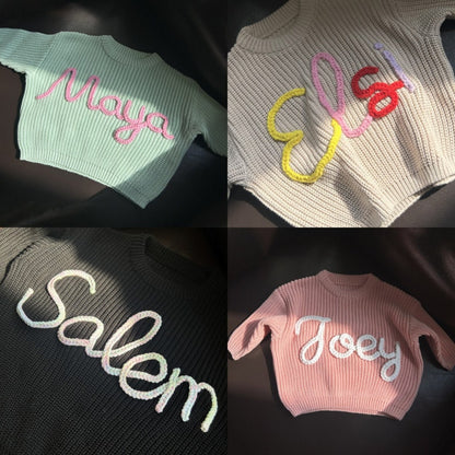 Custome Baby Name Sweater, Pink Baby Girls Sweater With Name, Personalized Hand Embroidered Name Baby Sweater, Best Birthday Gift For Baby