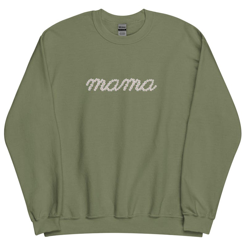 Embroidered Floral Mama Sweatshirt, Mama Crewneck, Embroidered Sweatshirt for Mom Gift Custom Crewneck, Personalized Mama, Floral Mama Shirt