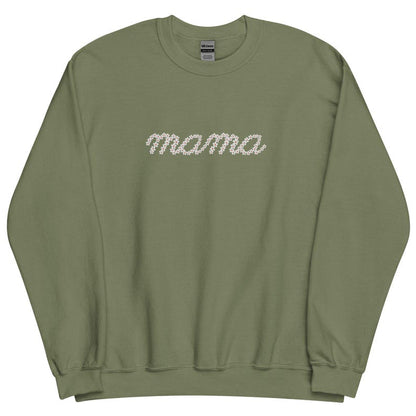 Embroidered Floral Mama Sweatshirt, Mama Crewneck, Embroidered Sweatshirt for Mom Gift Custom Crewneck, Personalized Mama, Floral Mama Shirt