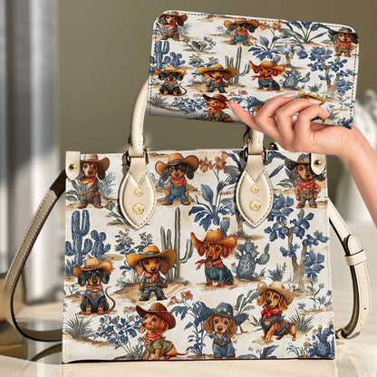 Dachshund Leather Bag Cowpoke Blues & Blooms