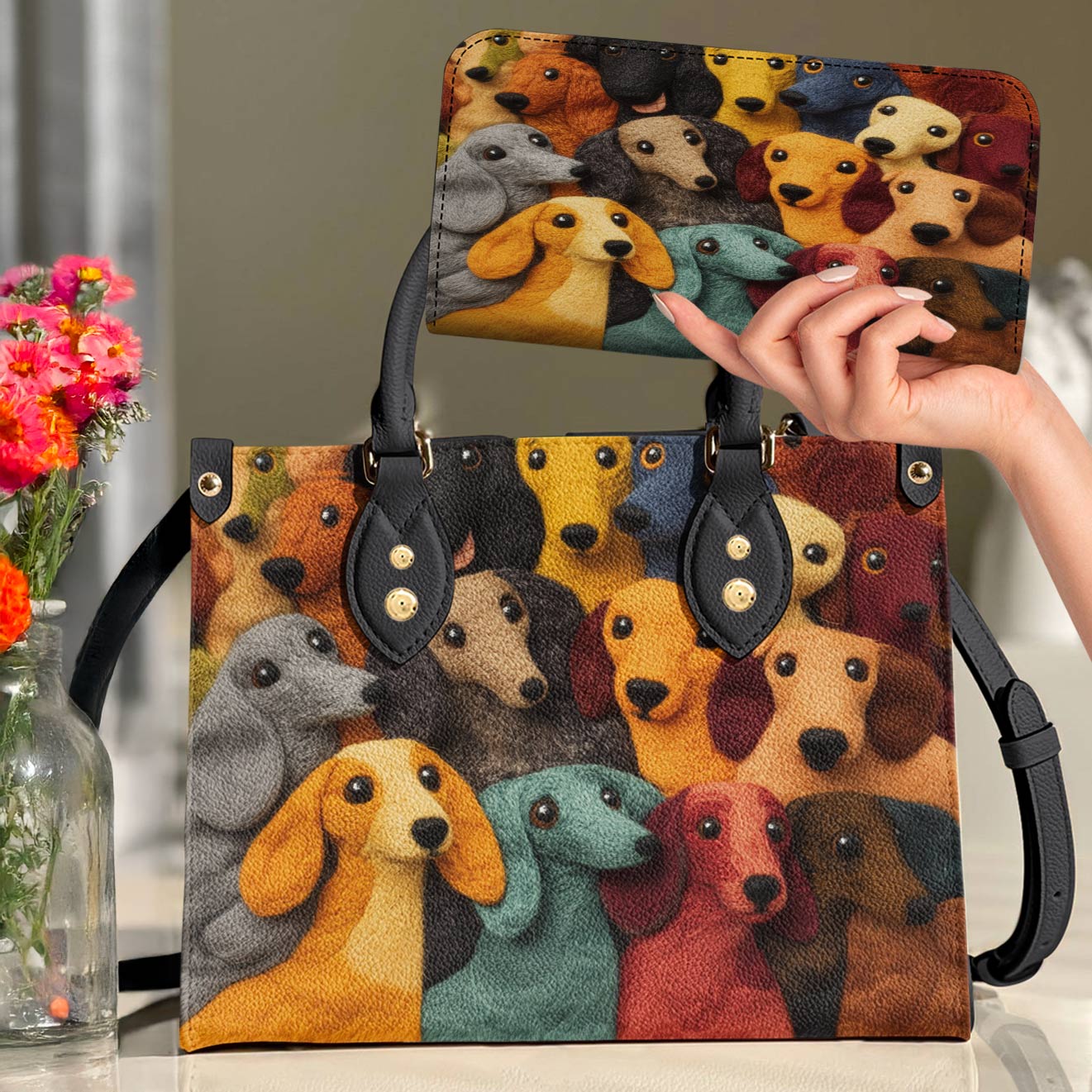 Leather Bag Dachshund Kaleidoscope