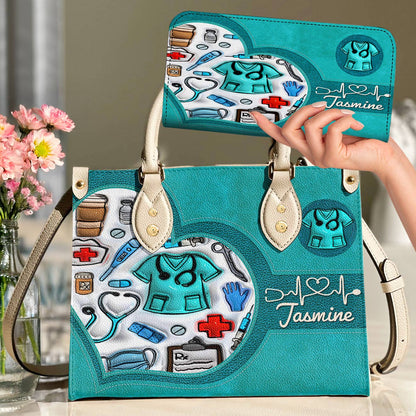 Lorva Personalized Leather Bag Puffy Nurse