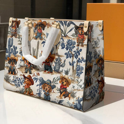 Dachshund Leather Bag Cowpoke Blues & Blooms