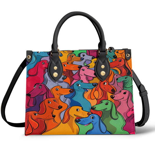 Dachshund Leather Bag Rainbow Sausage Squad
