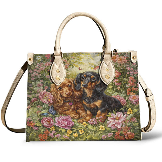 Leather Bag Dachshund Love In Bloom